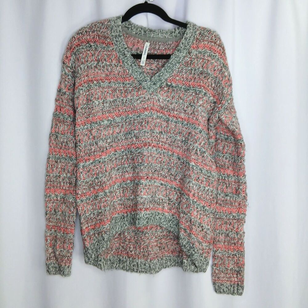 Aeropostale V-neck Chunky Sweater Acrylic Blend Relaxed Multicolor Womens Med